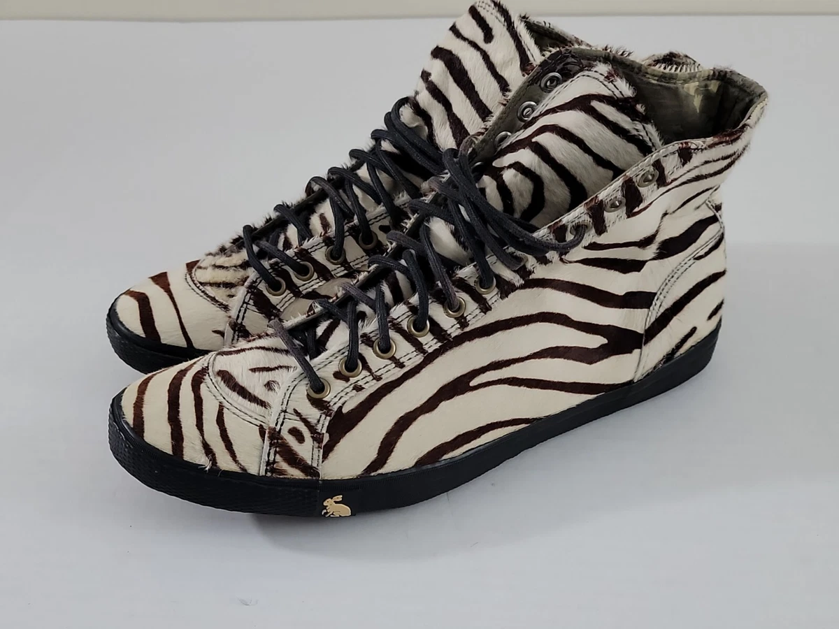 Paul Smith Sport Brown White Zebra Print Faux Fur Trainers Men s