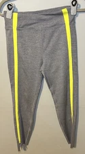 Zyia Active Gray /Neon Tape Light Luxe Hi-Rise 7/8 Leggings 24" Women's Size 6-8