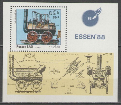 LAOS: "Bloque" BF.n°100 **, "Feria Intern. Del Sello En Essen, Locomotora"