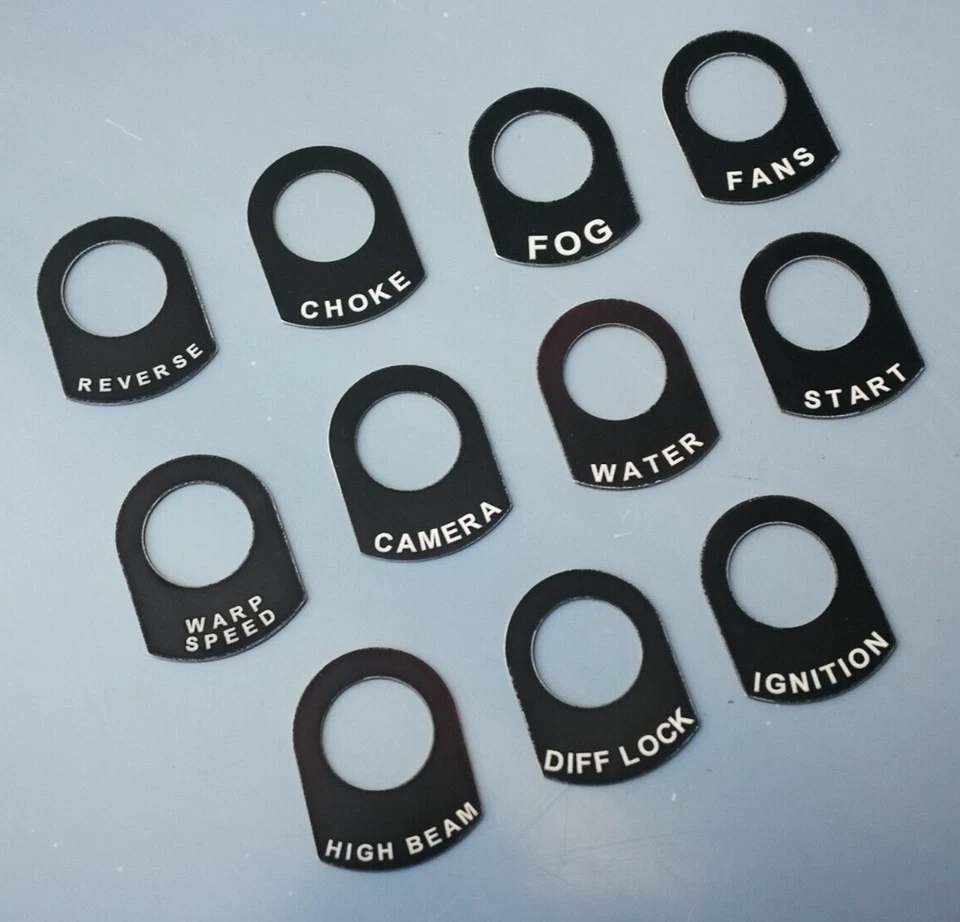 CUSTOM ENGRAVED TOGGLE SWITCH TAGS FITS LAND ROVER, CLASSIC RACE AND  KIT CAR - image 2 of 3