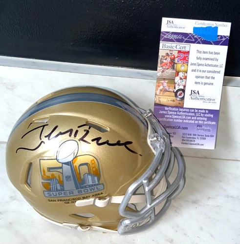 JERRY RICE SIGNED SUPER BOWL 50 SB50 MINI HELMET SAN FRANCISCO 49ERS NINERS JSA