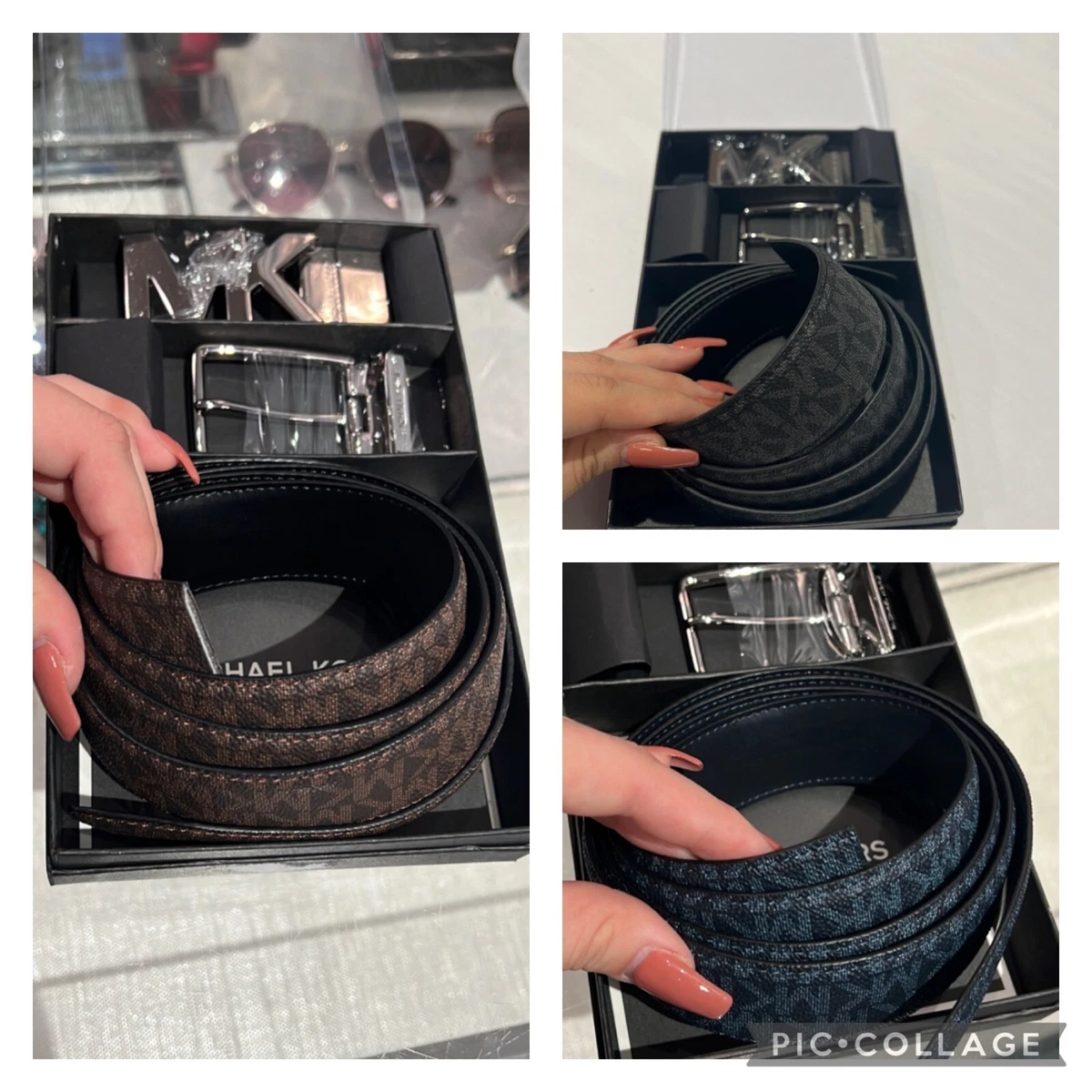 Michael Kors mens 4 in 1 reversible belt logo box set