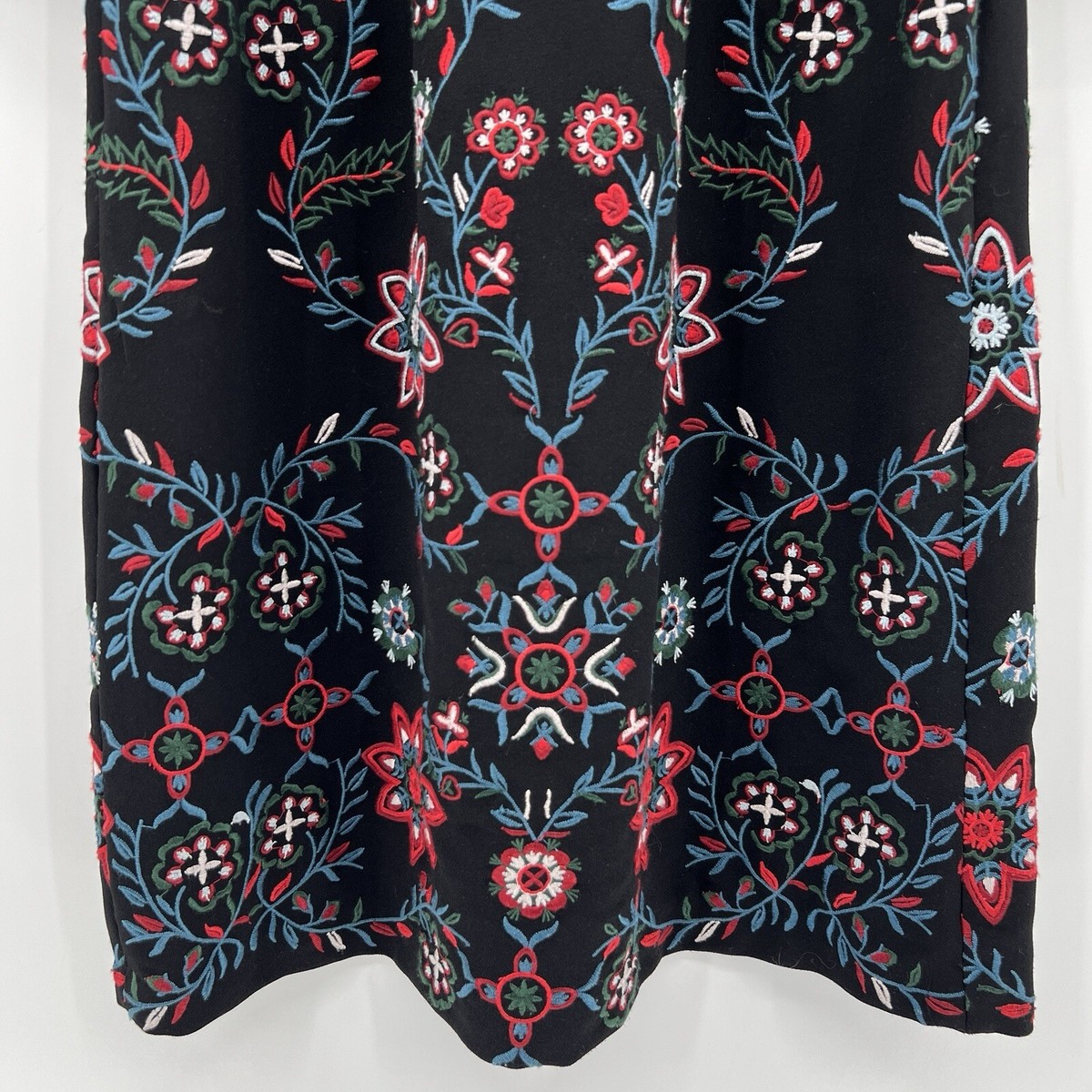 Zara Woman Floral Embroidery Embroidered Long Sleeve Midi Dress Black Size  XS | eBay
