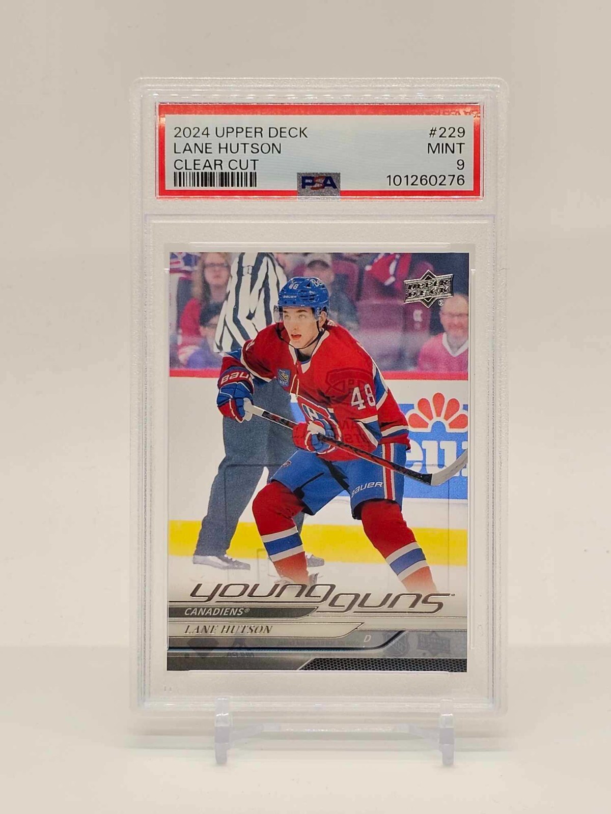 2024-25 Upper Deck Series 1 Lane Hutson #229 Clear Cut Young Guns SSP RC PSA 9🔥