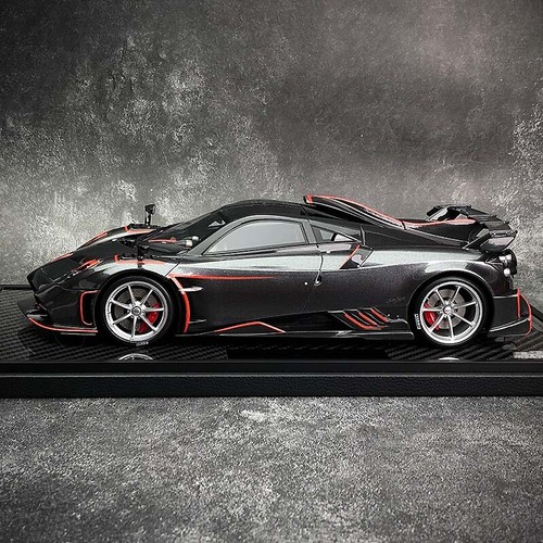 BBR 1/18 Pagani Huayra Imola 2020 Met. Carbon Base Dark Grey Diecast Model Car - Picture 5 of 7