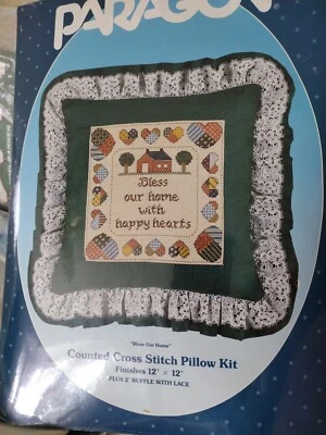 Paragon Bless Our Home pillow 14 count cross stitch kit 2563 country quilt - Image 1 of 4
