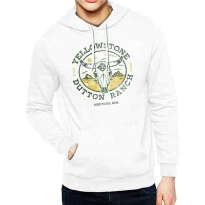 White Super Soft Mens Hoodies Yellowstone Y Steer Apparel Mens