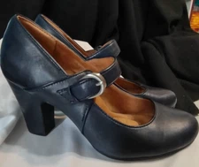 Sofft Womens Size 9M Miranda Leather Mary Jane,  Sturdy Navy Heels, Pumps