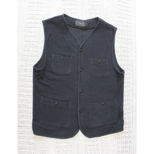 Wings + Horns 100% Cotton Black Vest Size Medium Buttons Outdoor Fishing Pockets
