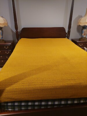 Whiskey Gold AFGHAN CROCHET HANDMADE Full  BLANKET  84 L X 78 W
