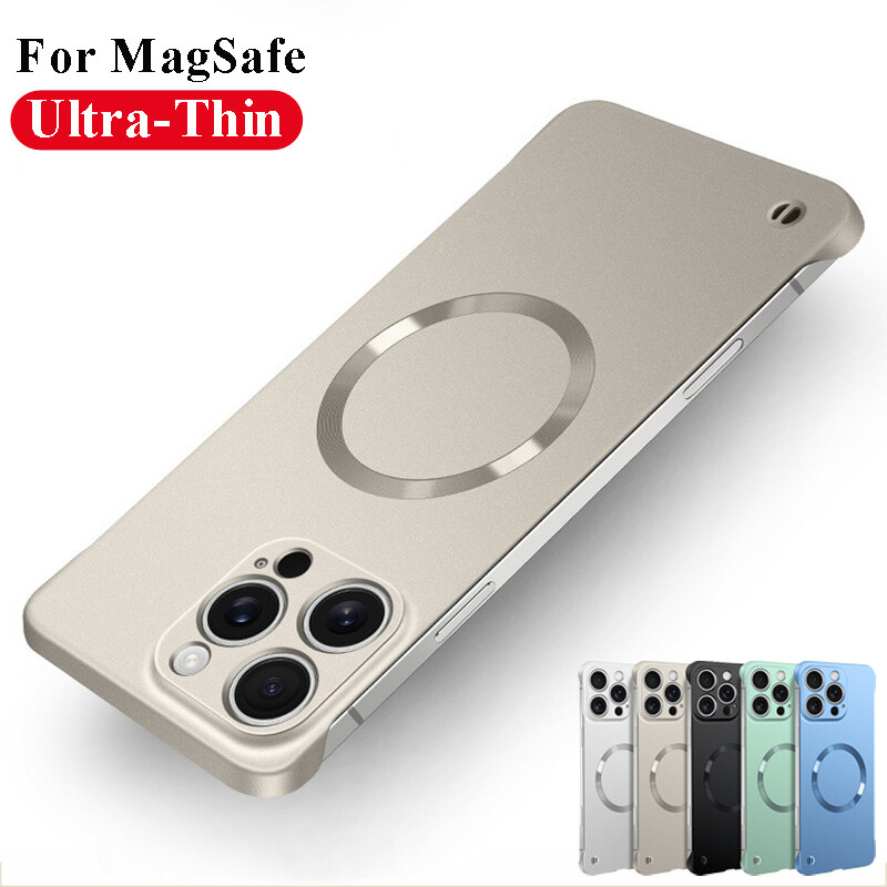 Case For iPhone 16 15 Pro Max 14 13 12 Ultra-Thin Magsafe Frameless Hard Cover
