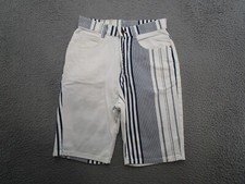 VTG Lee White Striped Colorblock Jean Shorts Junior SZ 11 Retro 90s Denim USA