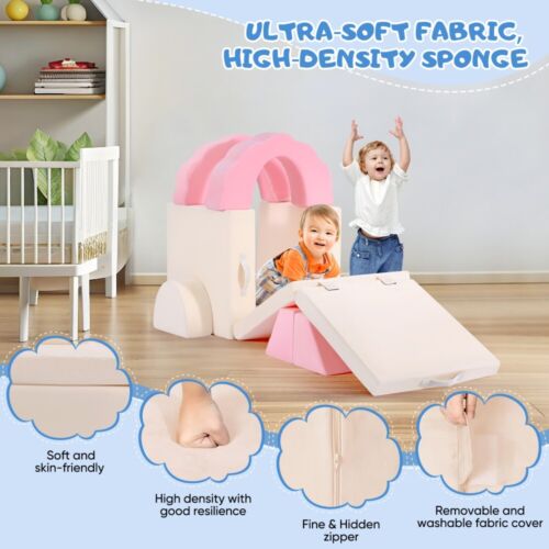 10 tlg Spielsofa Doppel Kindersofa Schlaffunktion Schaumstoffbausteine Modulsofa - Bild 7 von 8