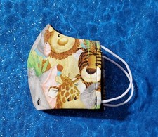 Washable Handmade Fabric Face Mask filter pocket JUNGLE ZOO ANIMALS