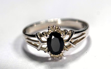 VINTAGE OVAL .75CT 7x5mm GENUINE SAPPHIRE STERLING SILVER RING SIZE 7