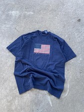 USA 1776 Shirt Mens Large Blue American Flag Graphic Tee Patriotic Made In USA