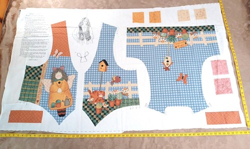 Garden Angel Women VTG Vest Sz XS-L Cat Herbs Check Fabric Sew Panel