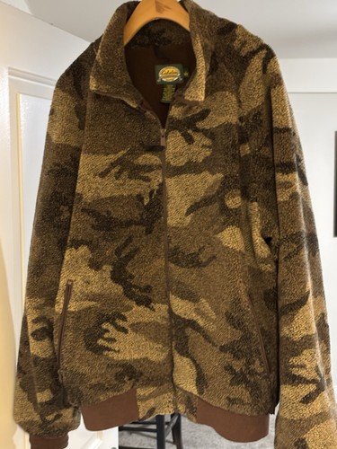 VTG CABELAS Berber Fleece Windshear Full Zip Jacket Outfitter Camo Hunting XL