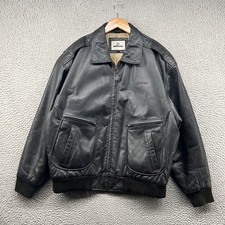 Vintage Boeing Leather Jacket Mens Size XL Black Motorcycle Cafe Flight Airplane