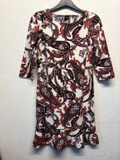 s.Oliver Paisley Shift Dress Cream Red Boho Tunic UK 8 1558