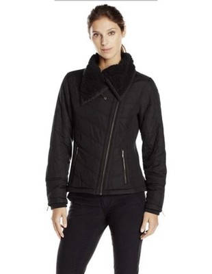 prAna Diva Wrap Jacket Women s Medium Sherpa Lining W/Ribbed-Knit Side Panels