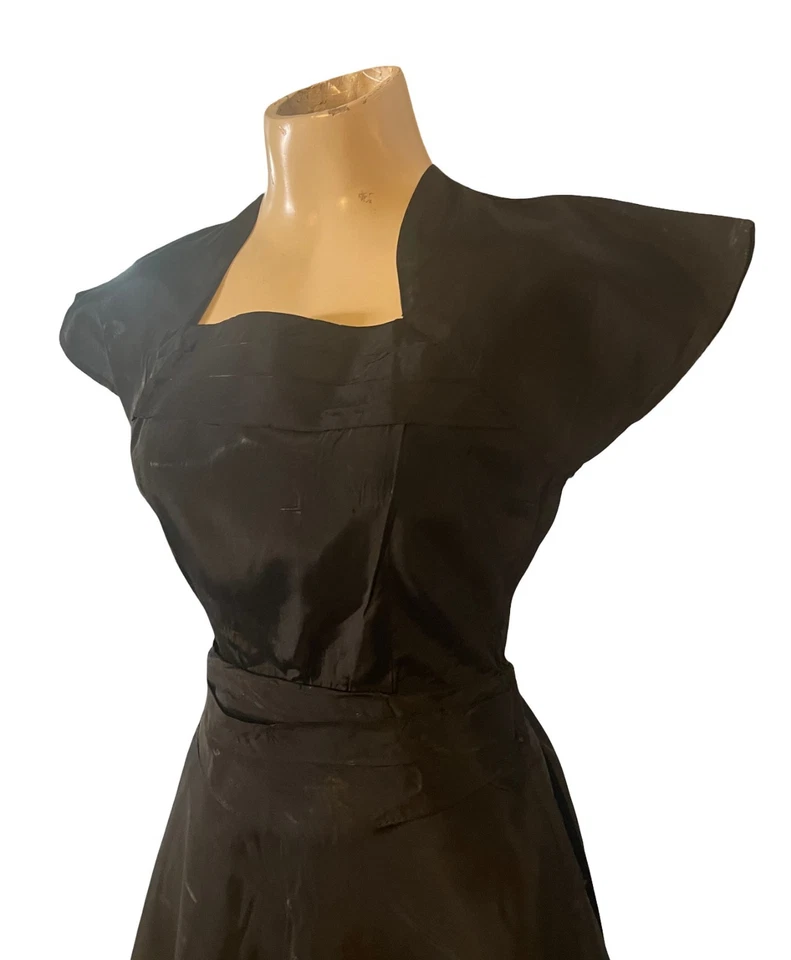 VESTIDO FALDA COMPLETA TAFETÁN NEGRO VINTAGE AÑOS 50 Foto 4 de 4