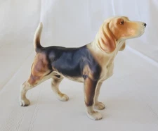 Vintage Bisque Porcelain Beagle Dog Figurine Made In Japan 5.75Hx6.75Dx2W