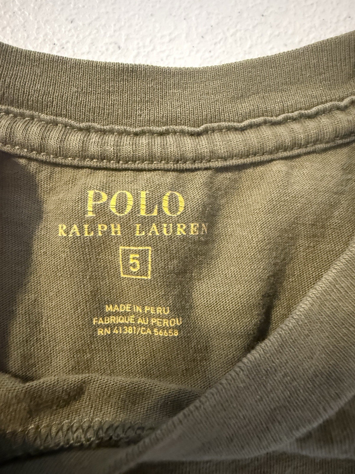 POLO RALPH LAUREN Boys Olive Green Skull T-Shirt Rare Size 5T image 3