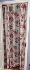 Vintage Pink Floral Sheer Curtain Panels 41 x 79 Cottage Chic