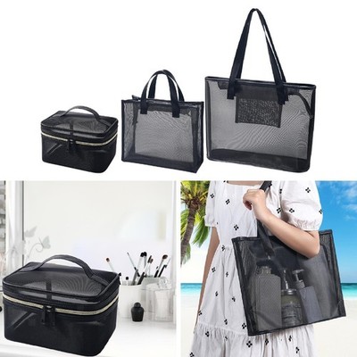 Mesh Make-Up Kosmetik Tasche Pouch Wohnheim Träger Casual Strand Reise