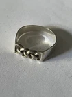 🦋Vintage Sterling Silver Band Ring Chain Signet Minimalist Stacking Artesian