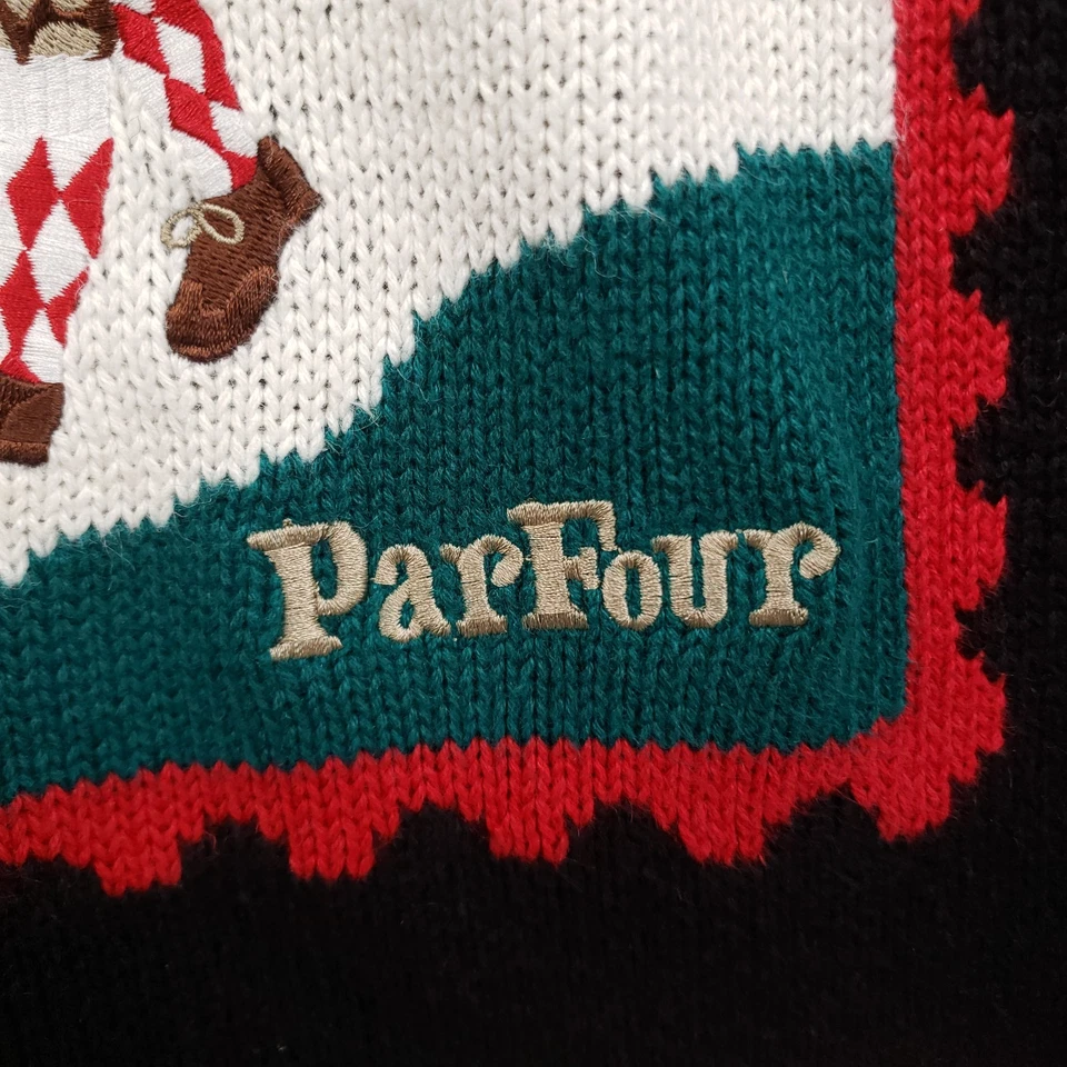 Suéter DE COLECCIÓN Par Cuatro Para Hombres Grande Negro Golf Abuelo Bordado Cuello Redondo Años 90 Foto 4 de 4