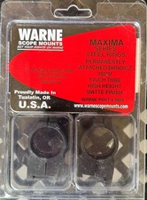 Warne Maxima Steel Scope Rings Part 2BM Fits Most Scopes 42mm - 52mm Objective