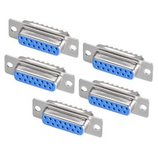 D-sub Connector DB15 Female Socket 15-pin 2-row Port Terminal Breakout Blue 5pcs