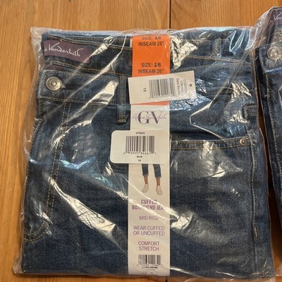 Gloria Vanderbilt Ladies Cuffed Boyfriend Denim Jeans Size 16 NEW