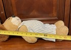 Vintage 1970’s  Plush Dog Striped Overalls Antique Old Childhood Stuffed Animal — photo 4