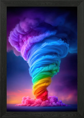 Rainbow Tornado Cloudscape Framed Wall Art Poster Canvas Print Picture