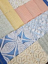 25 Vintage Chenille Bedspread Fabric 6.5" Squares Mixed Lot