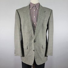Hart Schaffner Marx Men's Sport Coat Two Button Gray Plaid Worsted Wool 42L