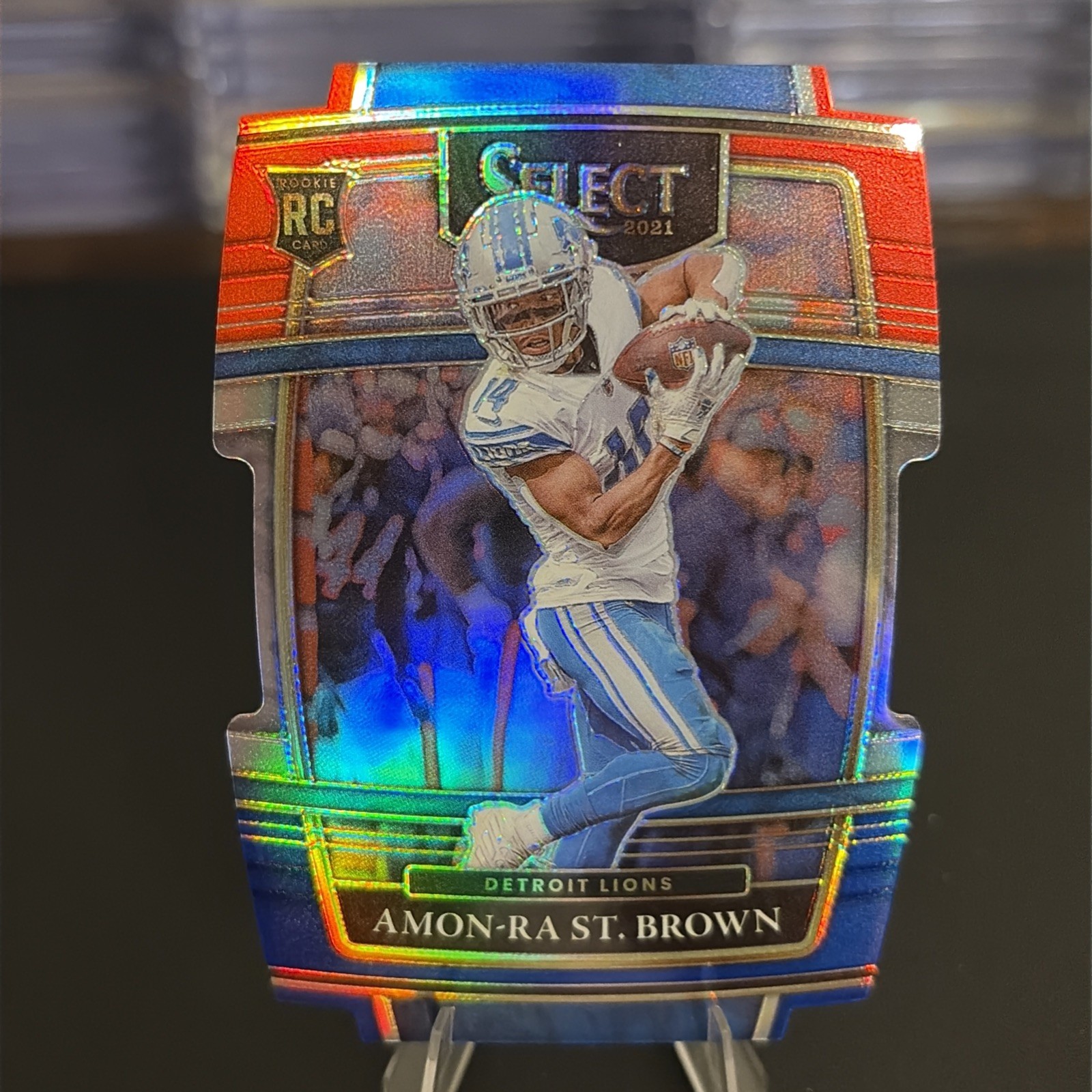 2021 Panini Select - Concourse Amon-Ra St. Brown #73 Red & Blue Prizm Die-Cut 
