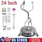 24" Pressure Washer Surface Cleaner 4900PSI Stainless Steel w/ 2 Handle 4 Wheels