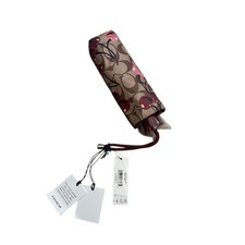 Coach UV Protection Mini Umbrella in Tan Signature Cherry Print CZ929 New