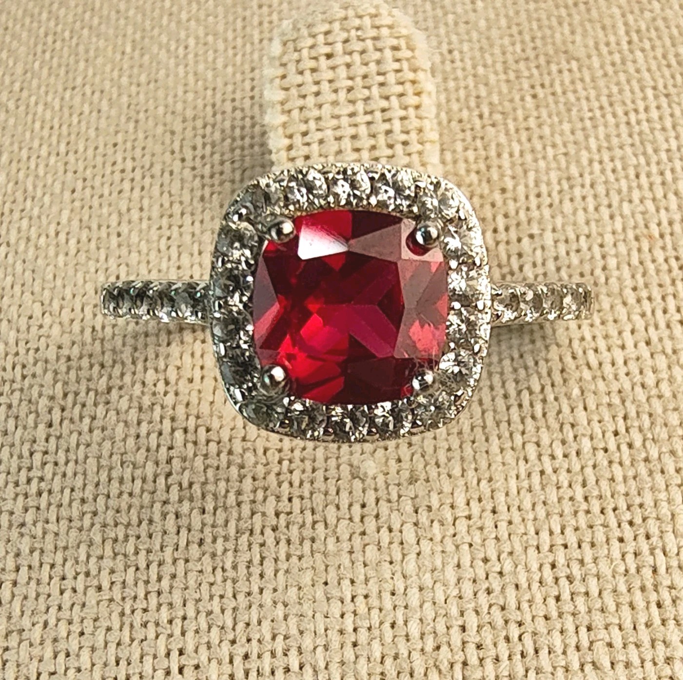 KRN 925 Silver Lab Red Ruby Simulated Diamond Rin… - image 4