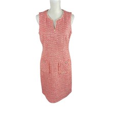 KARL LAGERFELD PARIS Pink Tweed Sleeveless Sheath Dress size 10