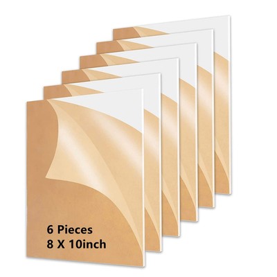 Clear Cast Acrylic Sheet, 6 Pieces 1/8  Thick (3mm) 8'' x 10'' Transparent Plex...