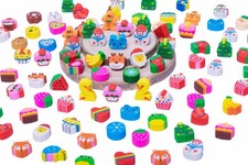 300 PCS Mini Erasers, Kids, Bulk, Animal, Food, Pink Heart, Pencil, 100th