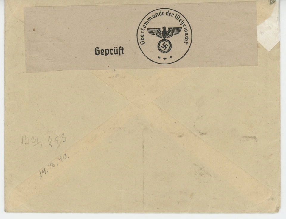 RARE SUPERB 1940 TALLIN-ESTONIA TO GERMANY EAST COMMAND WERMACHT CENSORED LETTER - Image 3 of 3