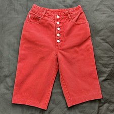 Vintage 80 s/90 s Bongo Red Jean Shorts Size 9. OOAK. USA. Cotton. Button Fly.