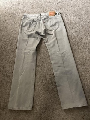 Levis 501 Jeans Mens 30x36 Gray Regular Straight Light Wash Denim 5 Pocket