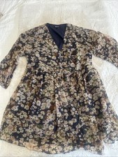 Madewell Drawstring Faux-Wrap Mini Dress in Daisy Reverie Size M